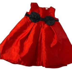 Carter's Baby Girl Holiday Christmas Dress Red Black Bow 6 Months